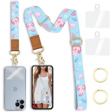 휴대폰 랜야드 크로스바디 스트랩 베이지 주변용 손목 스트랩 키 케이스 액세서리 여행 필수품용 솔리드 컬러 조절 가능, Axolotls, Axolotls