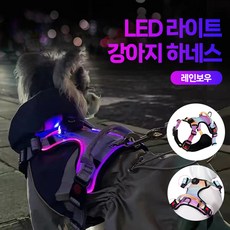 MH LED 라이트 강아지 하네스, 1개, 레인보우