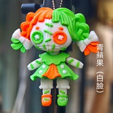 怪誕暗黑哥特風3D打印玩偶掛件, 1個, 青蘋果 白臉, 7cm
