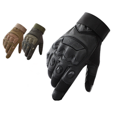 騎士手套 觸屏手套 戶外運動手套 耐磨手套 戰術手套 機車手套 重機手套 防水手套 防滑手套, 【酷黑色】 戶外戰術騎行手套,XL