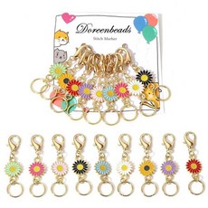 DoreenBeads 코바늘 뜨개질 및 뜨개질용 스티치 마커 합금 에나멜 크로셰 마커 뜨개질 직조 바느질 액세서리 퀼팅 주얼리 제작용 크로셰 선물, 다채로운 데이지