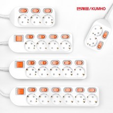 번개표 개별스위치 멀티탭 5구 3M, 혼합색상, 1개