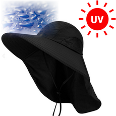 그레시아 빅사이즈 자외선차단 햇빛가리개 등산 농사 낚시 모자, 블랙