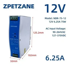 스위치 모드 전원 공급 장치 초박형 DIN 레일 마운트 단일 출력 AC DC 전기 장비용 NDR-75 W 120 150W, 04 NDR-75-12