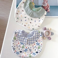 恐龍島 海龜 雙面領兜兩入組 寶寶禮物 新生兒 嬰兒禮物 彌月禮盒 滿月禮收涎週歲