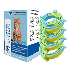 Kuchae 애완동물 방충 목걸이 모기 진드기 퇴치 차단 필수템, 고양이 블루그린38cm, 4개