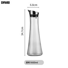DFMEI 亞克力冷水壺大容量家用耐高溫飯店涼水壺加厚啤酒扎壺飲料果汁壺, 1個, 腰形壺 - 透明 【1.6L】:如圖, 1L