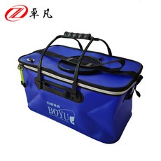 EVA可摺疊釣魚水桶 帶中網 戶外摺疊魚桶 漁具配件, 40*25*21有提手