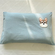 A類純棉水洗棉兒童枕頭套 30x50 幼兒園寶寶全棉枕套, 奇奇優雅藍【A類全棉水洗棉毛巾繡枕套】單,30cmX50cm