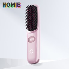 HOMIE 고데기 온도 조절 가능 휴대용 무선 고데기 모발 전체 적용 헤어 매직기, 핑크