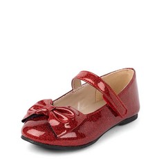 The Children's Place 여아용 클로즈드 토 발레 플랫 레드 9 162379