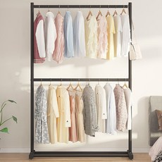 루나글램 튼튼한 옷걸이 2단행거, 블랙