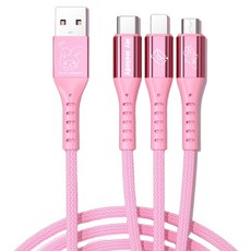산리오 3 인 1 고속 충전 데이터 케이블 66W SS-671, 핑크 마이멜로디, 1개, 120cm