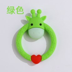【A 優選】嬰兒牙膠長頸鹿 寶寶牙咬磨牙棒 食品級矽膠出牙期安撫咬膠棒, 1個, 綠色-圓環小鹿