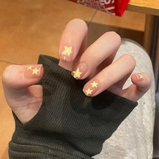 穿戴甲片高級感夏季簡約百搭美甲貼片貓眼手工假指甲片新品30片, 1個, BS2139星月神話:膠水款