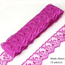 웨딩 장식용 화이트 레이스 리본 자수 트림 DIY 바느질 의류 액세서리 10 야드 40mm, [05] Dark Purple, 1개