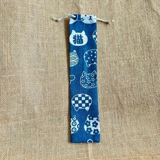 【BAGEL蓓果】現貨 日式和風餐具袋 餐具收納袋 環保餐具袋 筷子收納袋 露營餐具 餐具束口袋外出餐具餐具組, 1個, 貓咪, 貓咪