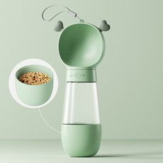 UnSon 二合一遛狗便攜式零食水瓶, 薄荷