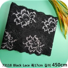 dklace 스판레이스 DK-8-73118-Rayon 폭 17cm 자가드 / 90cm (1yd) 단위 판매, Black, 5개