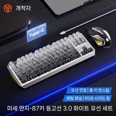 디아크몰 포러너 컨투어 기계식 키보드 마우스 세트 무선 사이드, 블랙 액시스 풀 키 핫스왑, 87 키, 10. Fine Dust 87키-흰색 유선+마우스, 텐키리스