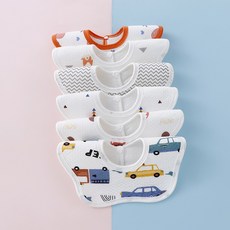 아기 선물세트 꽃잎 턱받이 아기 턱받이 코튼 목타월 남녀 아기용품 세트, 5개 세트 방수 원형 여자 아기 꽃무늬 랜덤