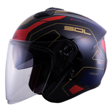 SOL SO-XP 領航員 開放式四分之三罩安全帽, 黑／紅金