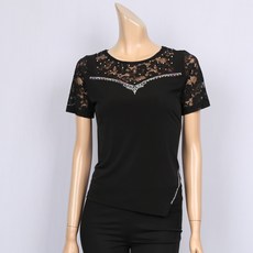 노브패리스 BGR3049 반소매 언발 티셔츠 66에서88 라인 라틴 밸리 모던 웰빙 뱃살 군살커버 칠부 사계절 여자 댄스스포츠복