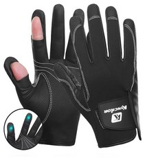 KYNCILLOR 戶外防滑露指釣魚手套, 黑色,L, 1個