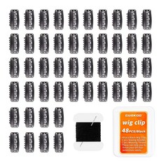 [ 1005196 ] 구코 48피스 32mm 헤어 익스텐션 클립 인 6개의 톱니 U자형 블랙 클립 DIY 바늘 및 실 키트 포함 - 가발 클립용 스냅