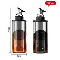 星脈玻璃油壺防漏油罐 廚房家用醬油醋調料瓶 不鏽鋼油壼 油瓶 不掛油 噴油瓶 倒油瓶, 1個, 380ML2只裝【按壓控油】收藏送漏斗+
