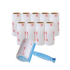 국산 밀당 테이프크리너 T핸들+리필10개_총270회 테이프클리너/돌돌이, 스카이, 10개