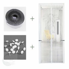 MLSTORE 문 스트라이프 모기장(100X210CM) (화이트) 출입구모기장 문방충망