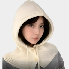 르코르 니트 바라클라바 와이드핏 방한 후드 넥워머, 베이지, 1개