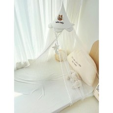 침실 캐노피 커튼 암막 가림막 모기장 암막커튼 기숙사 음영 인테리어 침대가림막, 200x100 이내 침대(둘레 8m), 심플 화이트-확대 플로어 스탠드