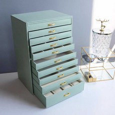 보석 보관함 귀걸이 반지 목걸이 쥬얼리함 피어싱, 10단 검정색 (두꺼운 PU)
