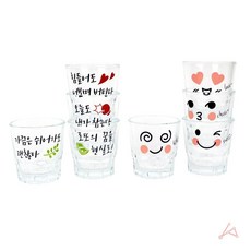 퇴근시 소주잔4P 유기술잔, 샐러리 소주잔4p