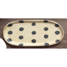 sunny-craft 圓點陶瓷缽/盤系列作品 可愛餐具 日式風格, 10-1 橢圓細長盤-霧米水玉, 1個