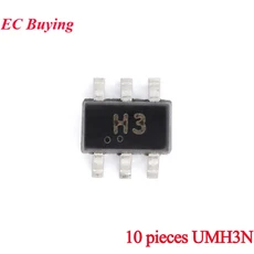 50Pcs/10pcs UMH3N H3 UMX1N X1 SOT-363 50V 100mA 150mA 듀얼 NPN 디지털 트랜지스터 칩 IC SMD, 1개, 01 10 pieces UMH3N