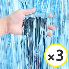 생일파티 용품 파티커튼 42컬러 홀로그램/새틴 무광/파스텔/샤이니 포토존 소품 은박 수술 가랜드 커튼 [에브리띵스마일], 샤이니 스카이블루, 3개