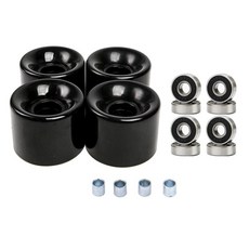 롱보드 스케이트보드 휠 60mm 78A 베어링 포함 4개 세트 크루저 롱보드용 교체 휠, 블랙 블랙 커버