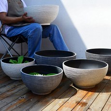 야외 돌수반 정원 옹기 실내 연못 돌화분 돌확 수반 구경 35 cm, 모조 돌색 (구경 40 cm)