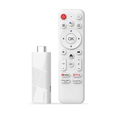 LOVFIR 4K UHD 안드로이드 TV 스틱 OTT 스마트TV 변환기 HDMI 동글 와이파이6 블루투스 리모컨 포함, 1개, RK3518 안드로이드14 화이트 2+16G