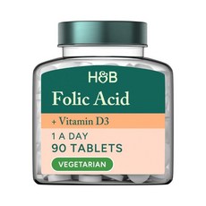 홀랜드앤바렛 엽산 플러스 비타민D3 400IU 타블렛 Holland & Barrett Folic Acid & Vitamin D3, 1개, 90정
