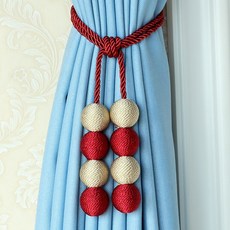 자석 커튼 스트랩 모던 심플 커튼 끈 스트랩 걸이 볼 스트랩 크리에이티브 커튼 버클 스트랩 펀칭, 자줏빛 빨강 + 베이지