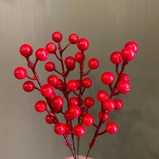發財果莓果仿真花裝飾，過年聖誕節慶裝飾，增添居家溫馨氣氛, 短發財果一束（四小支）, 1個