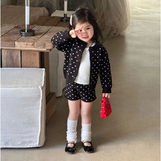 주니유니 아동 도트가디건반바지세트 가디건 반바지 상하복 세트 봄 가을 아동복