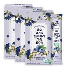 착한푸드 레오 유기농 블루베리 착즙 100% NFC 블루베리즙, 3개, 280g