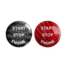 데일리쇼핑 자동차 리얼카본 BMW 카본시동버튼 스타트 버튼 커버 인테리어 악세사리, 레드23.6mm, 1개