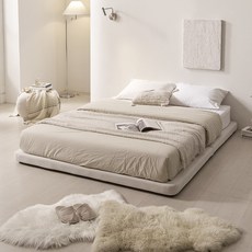 인홈 C1 무헤드 저상형 파운데이션 침대 프레임+본넬 매트리스 포함, 아이보리