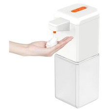 자동 거품 비누 디스펜서 터치리스 및 USB 충전식 500ml/16.9온스 벽걸이 욕실 주방 접시 비누용 (블랙), 화이트, 1